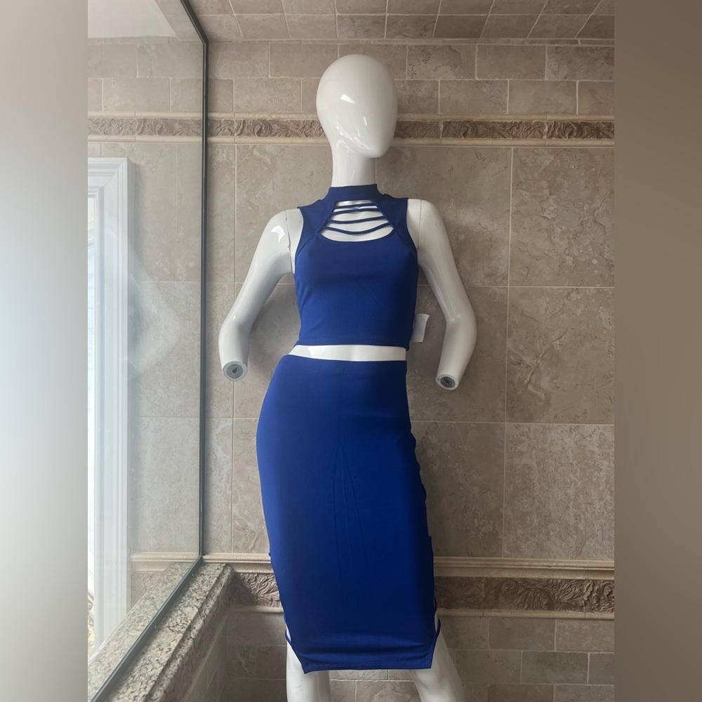 Charlotte Russe Cobalt Blue 2 Piece Skirt Set